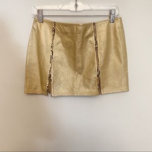 Santini Mavardi Gold Faux Leather Mini Skirt